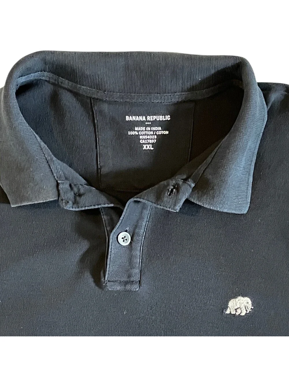 Banana Republic Mens Polo Shirt SS 2XL Black 100% Cotton